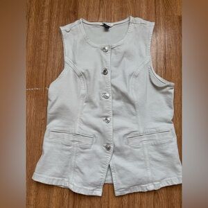 American Eagle Outfitters Cream Button-Down Vest